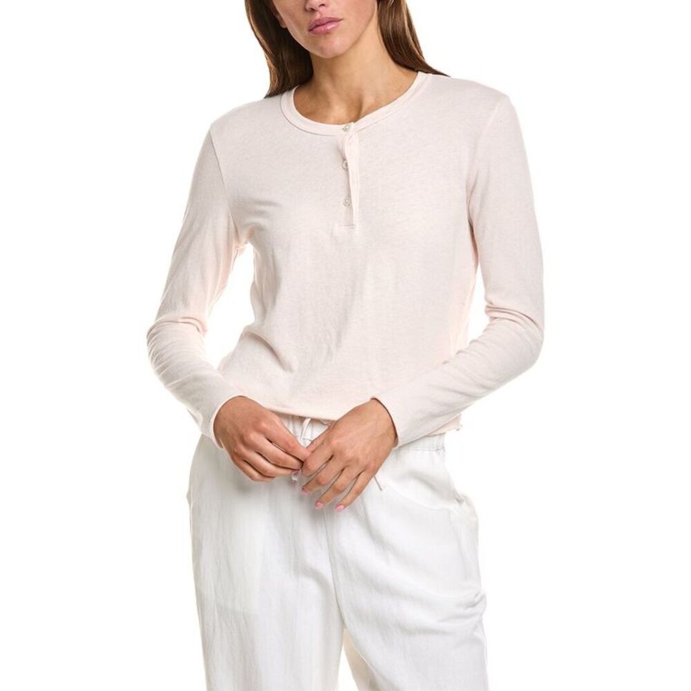 James Perse Womens Shrunken Henley, Blue